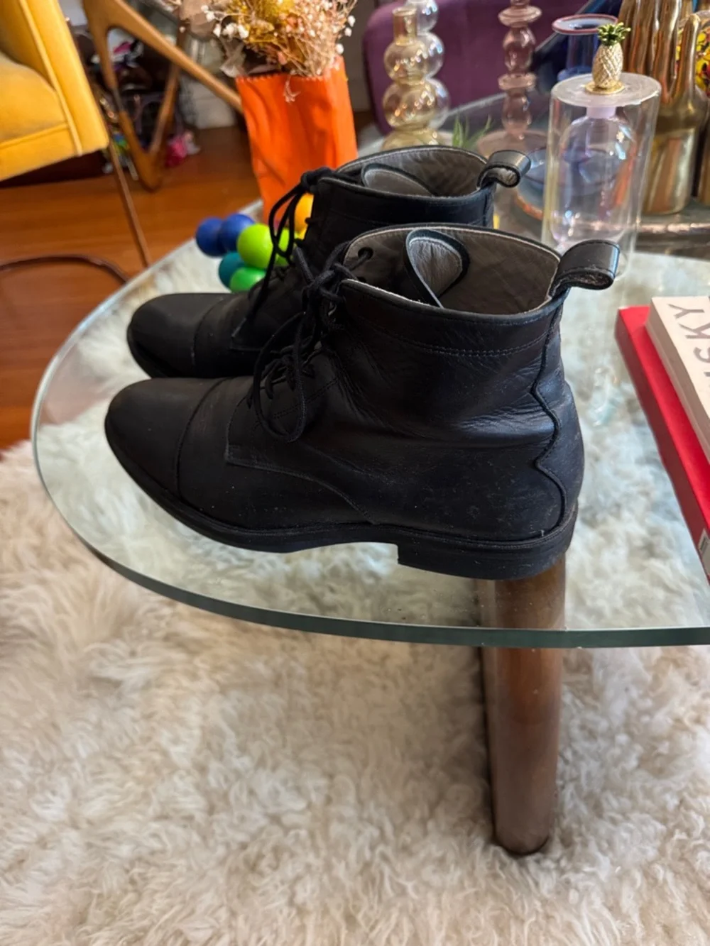 AllSaints Black Leather Chukka Lace-Up Boots